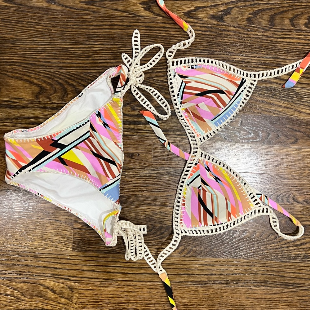 Barely worn Victoria secret woven multi colored bikini set